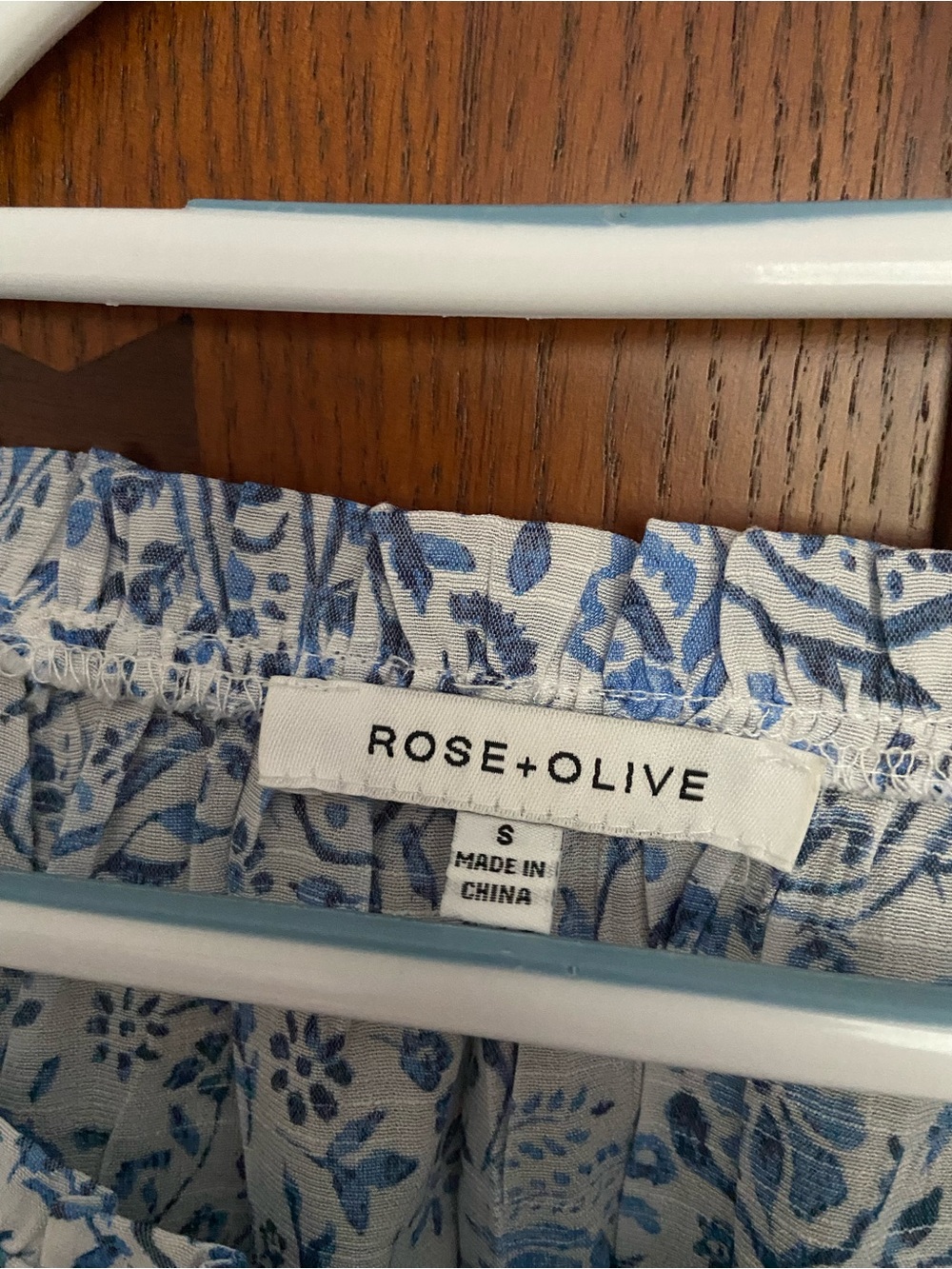 Rose & Olive White and Blue Floral Pintuck Peasant Blouse - Picture 2 of 3